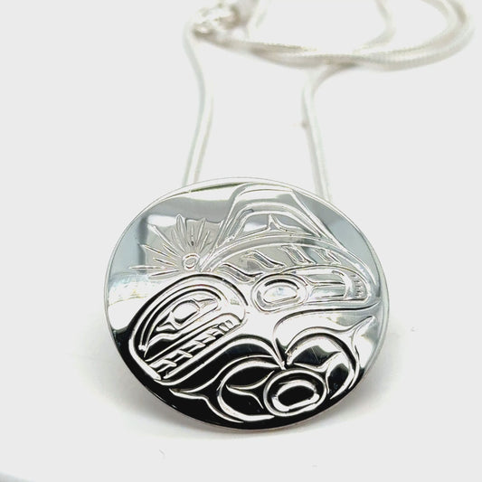 Pendant - Sterling Silver - Round - Orca