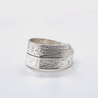 Ring - Sterling Silver - Wrap - 1/4" - Hummingbird & Eagle - Size 10