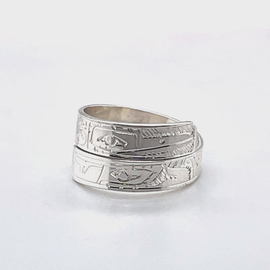 Ring - Sterling Silver - Wrap - 1/4" - Hummingbird & Eagle - Size 10