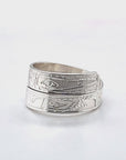 Ring - Sterling Silver - Wrap - 1/4" - Hummingbird & Eagle - Size 10