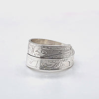 Ring - Sterling Silver - Wrap - 3/16" - Hummingbird & Eagle - Size 6