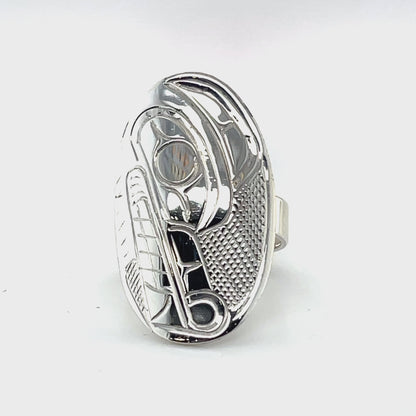 Ring - Sterling Silver - Oval - Wolf - Size 8.25