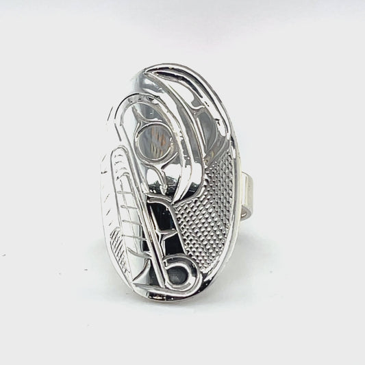 Ring - Sterling Silver - Oval - Wolf - Size 8.25