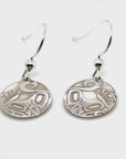 Earrings - Sterling Silver - Drop - Round - Mini - Wolf