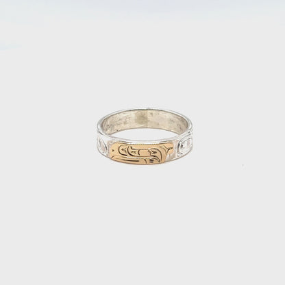 Ring - Gold and Silver - 3/16" - Raven - Size 7
