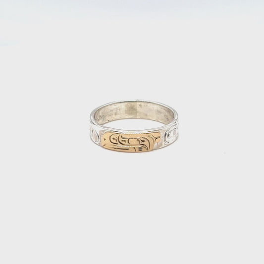 Ring - Gold and Silver - 3/16" - Raven - Size 7