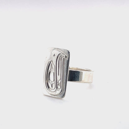 Ring - Sterling Silver - Cast - Rectangle - Eagle - Size 9