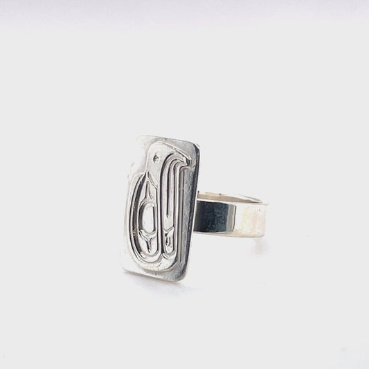 Ring - Sterling Silver - Cast - Rectangle - Eagle - Size 9