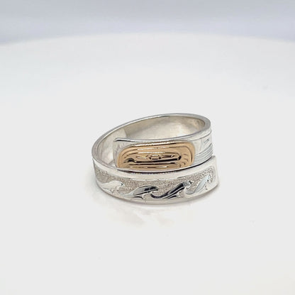 Ring - Gold and Silver - 3/16" - Wrap - Salmon - Size 7