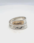 Ring - Gold and Silver - 3/16" - Wrap - Salmon - Size 7