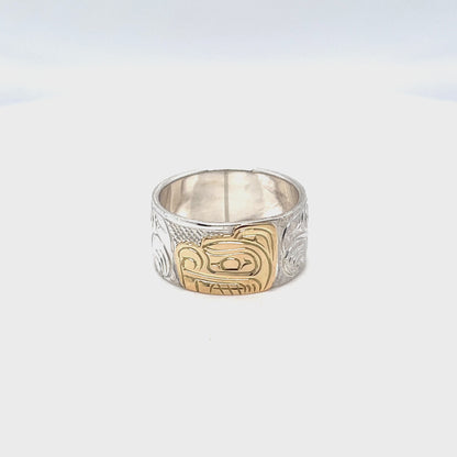 Ring - Gold and Silver - 3/8" - Beaver - Size 7