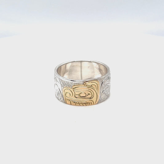 Ring - Gold and Silver - 3/8" - Beaver - Size 7