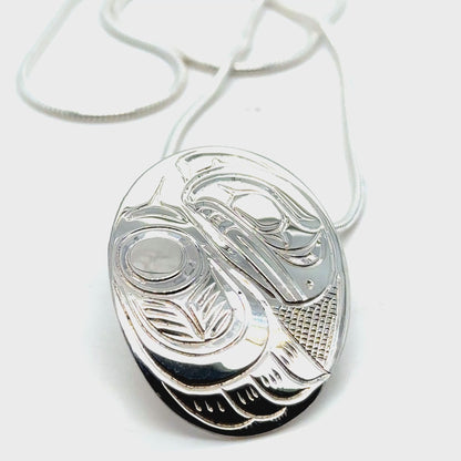 Pendant - Sterling Silver - Oval - Raven