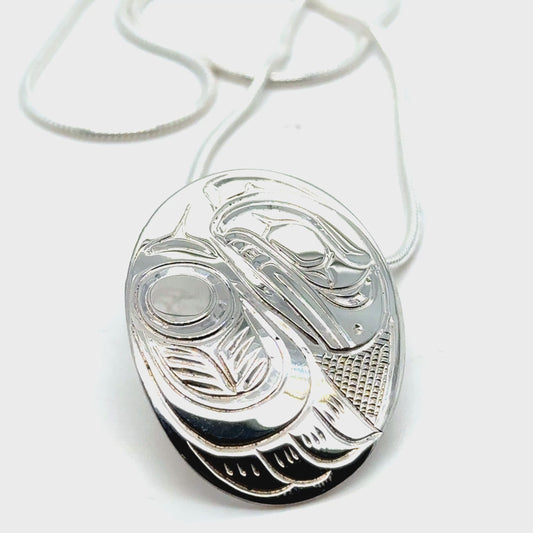Pendant - Sterling Silver - Oval - Raven