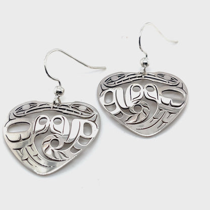 Earrings - Sterling Silver - Heart - Wolf Eagle