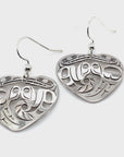 Earrings - Sterling Silver - Heart - Wolf Eagle