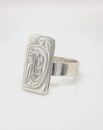 Ring - Sterling Silver - Cast - Rectangle - Raven - Size 10