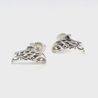 Earrings - Sterling Silver - Studs - Cutout - Salmon
