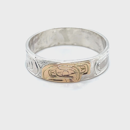 Ring - Gold and Silver - 1/4" - Raven - Size 12.5