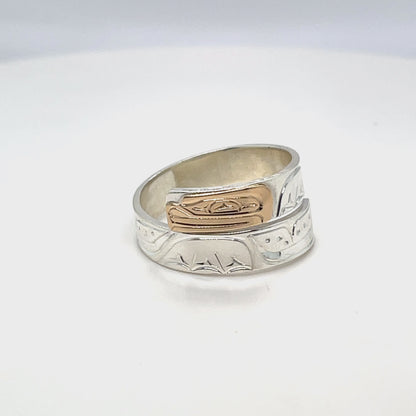 Ring - Gold and Silver - 3/16" - Wrap - Frog - Size 8