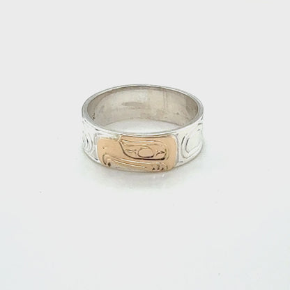Ring - Gold & Silver - 1/4" - Eagle - Size 7.5