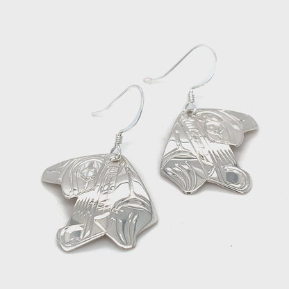 Earrings - Sterling Silver - Cutout - Wolf