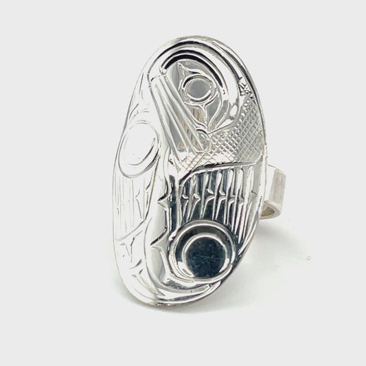 Ring - Sterling Silver - Oval - Seal - size 6.5