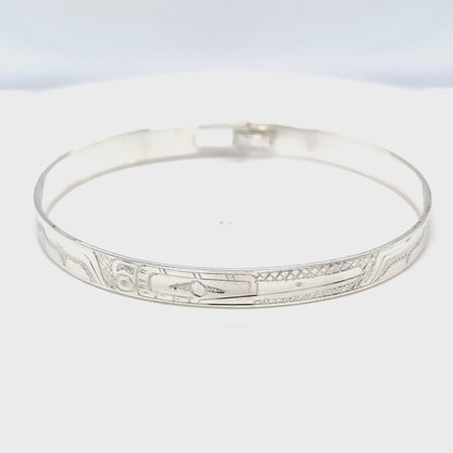 Bangle - Sterling Silver - 1/4" - Hummingbird