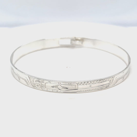 Bangle - Sterling Silver - 1/4" - Hummingbird