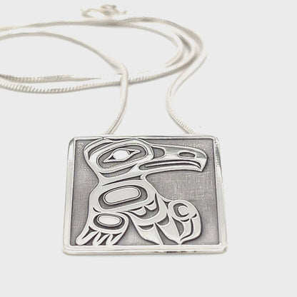 Pendant - Sterling Silver - Square - Raven