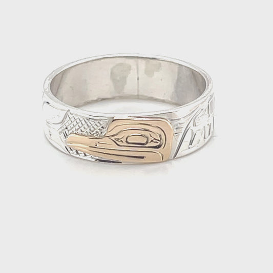Ring - Gold & Silver - 1/4" - Hummingbird - Size 10