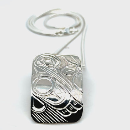 Pendant - Sterling Silver - Rectangle - Hummingbird