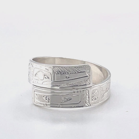 Ring - Sterling Silver - Wrap - 3/16" - Hummingbird & Orca - Size 8.5