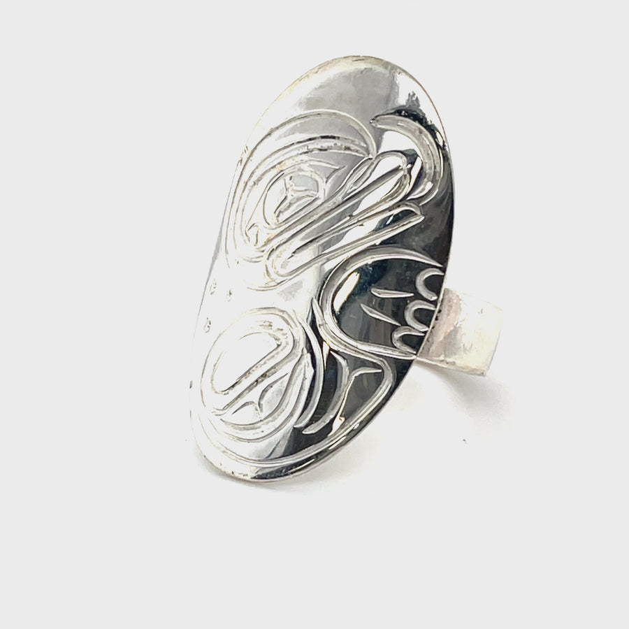 Ring - Sterling Silver - Oval - Frog - size 8.5