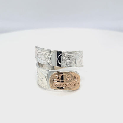 Ring - Gold & Silver - Wrap - Salmon - size 8.5