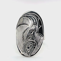 Ring - Sterling Silver - Oval - Salmon - size 10.25