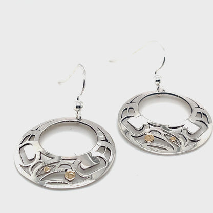 Earrings - Gold & Silver - Round - Raven - Offset