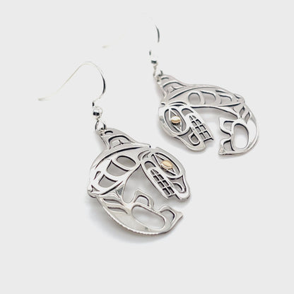 Earrings - Gold & Silver - Cutout - Orca