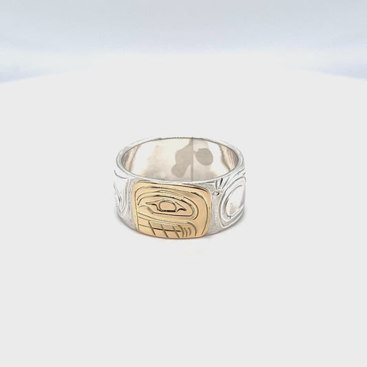 Ring - Gold and Silver - 3/8" - Orca - Size 8