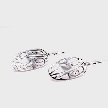 Earrings - Sterling Silver - Drop - Oval - Raven - Medium - 24mm