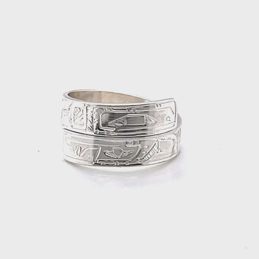 Ring - Sterling Silver - Wrap - 3/16" - Orca & Eagle - Size 6.5