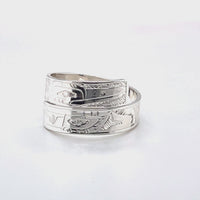 Ring - Sterling Silver - Wrap - 3/16" - Hummingbird & Eagle - Size 6.5