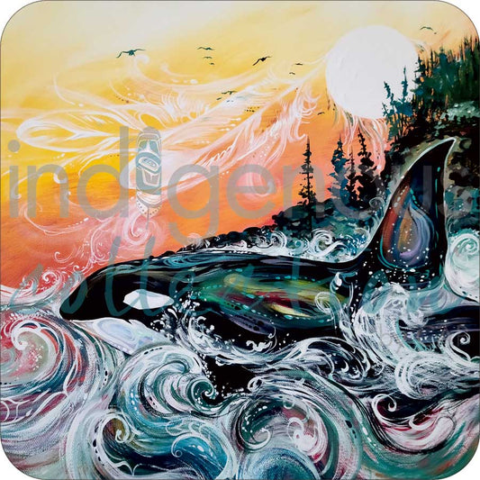 Coasters - Cork - Set of 4 - Killer Whale Sunset