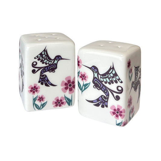 Salt & Pepper Shaker Set - Ceramic - Hummingbird