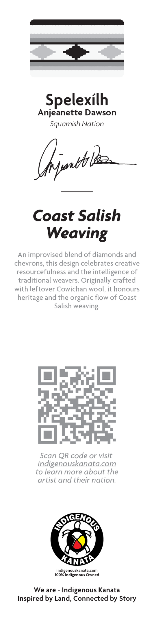 Bookmark - Coast Salish Weaving - Grey