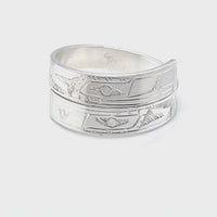 Ring - Sterling Silver - Wrap - 3/16" - Eagles - Size 7.5