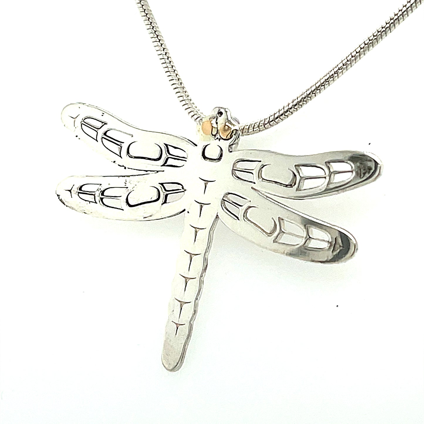 Pendant - Gold & Silver - Cutout - Dragonfly