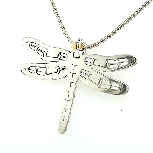 Pendant - Gold & Silver - Cutout - Dragonfly