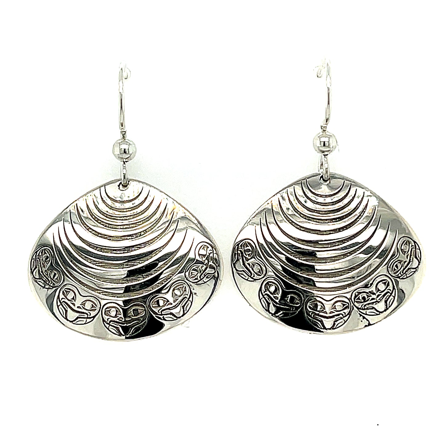 Earrings - Sterling Silver - Clam Shell Frog