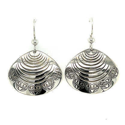Earrings - Sterling Silver - Clam Shell Frog